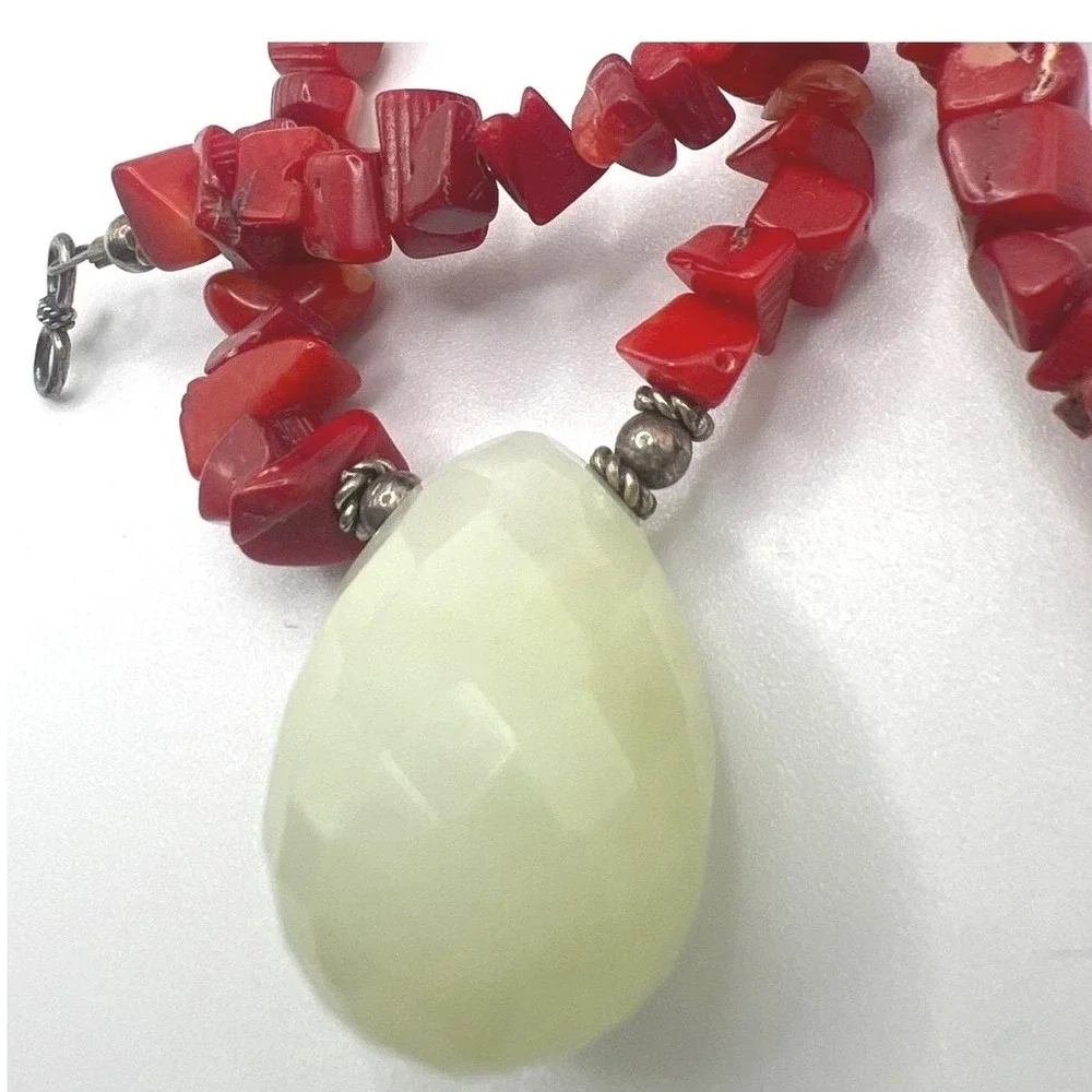 Artisan Red Coral Chip Necklace 18